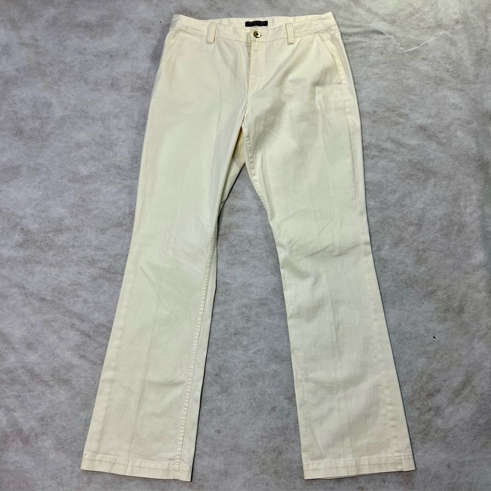 Sigrid Olsen Embroided Sz 10 Long Butter Yellow Straight-Leg Bootcut Jeans